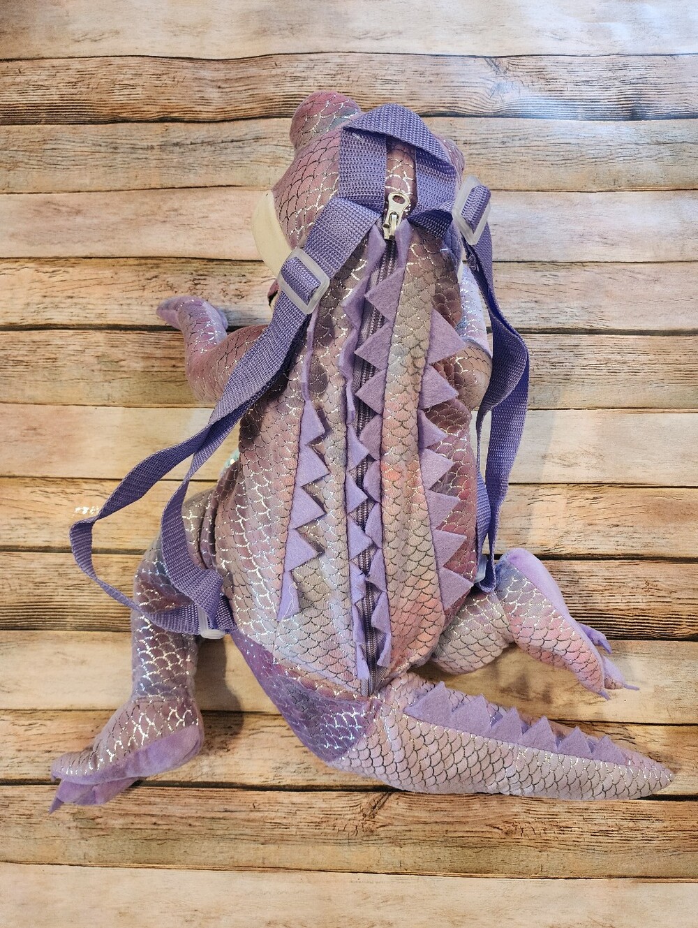 Adventure Planet Purple Sequin Alligator Backpack w/ Adjustable Straps - Picture 2 of 5